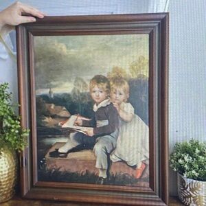 Vintage Art Print Wooden Frame John Hoppener The Bowden Children Wall Decor